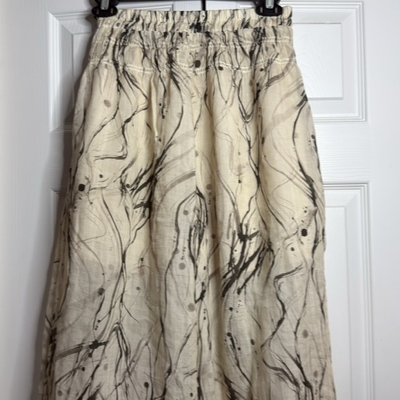Roey Wang High Waisted Wide Leg Patterned 100% Linen Pants size S - Picture 7 of 10